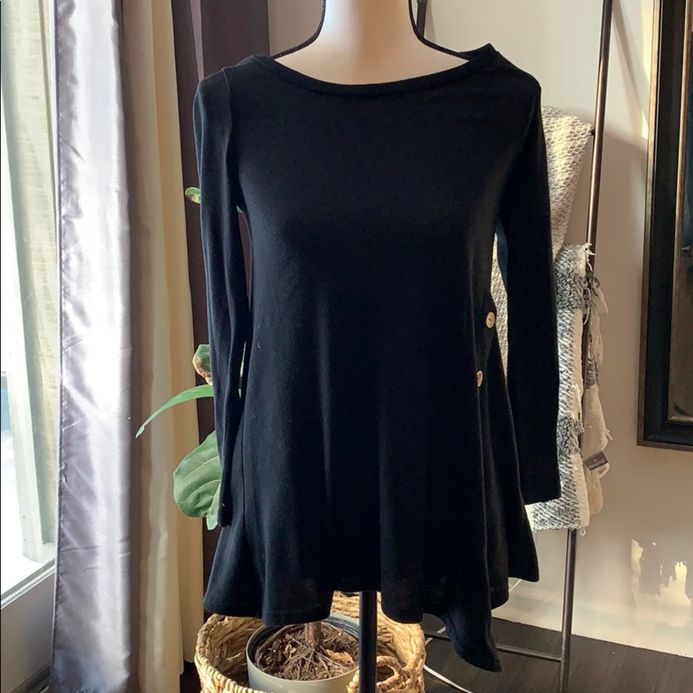 Black knit sweater with button detail